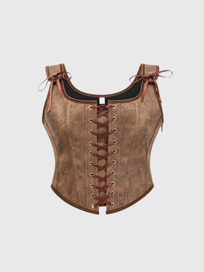 Lace-Up Bustier with Shoulder Straps
