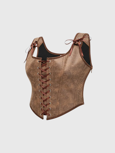 Lace-Up Bustier with Shoulder Straps