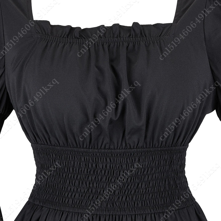 Medieval blouse women Long Sleeves Steampunk Pirate blouse Victorian Girls Gothic Costume Retro Shirt Black