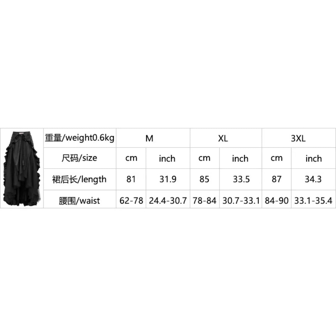 Women Gothic Steampunk Pirate Maxi Skirts Retro Renaissance Victorian Ruffled Hem A-Line Skirts Medieval Party Halloween Costume