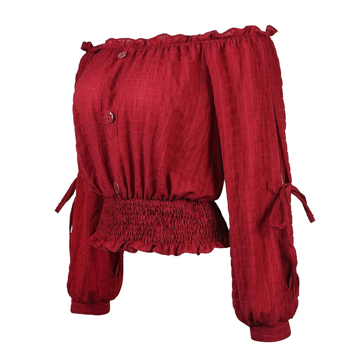 Womens Medieval Blouse Vintage Off Shoulder Shirts Half Sleeve Shirt Medieval Boho Blouses Pirate Crop Top Carnival Party Outfit