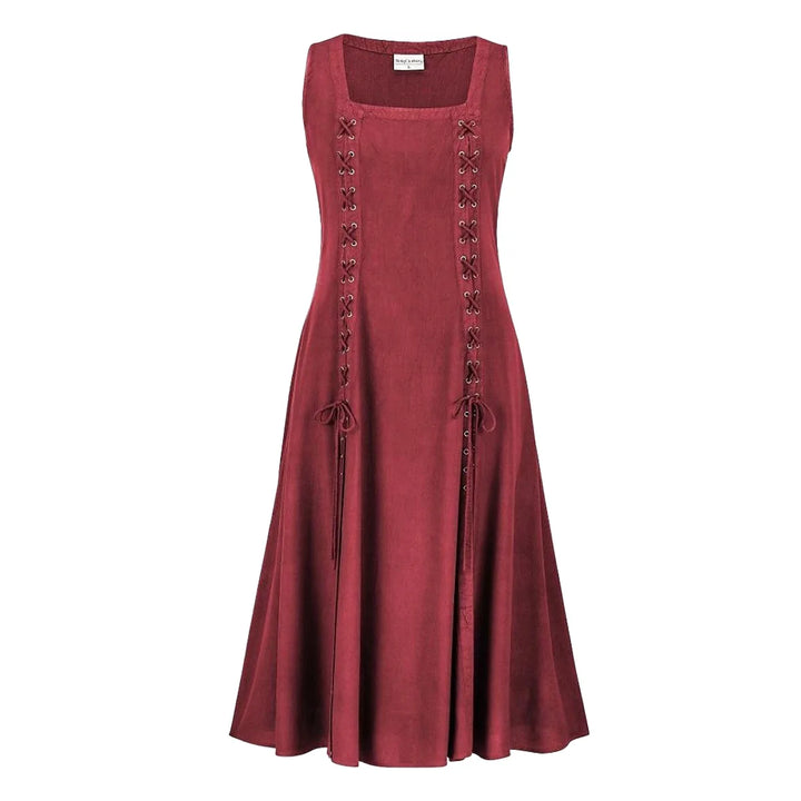Medieval Viking Apron Overdress With Laced Classic Sleeveless Celtic Split Dresses Victorian Pirate Cosplay Renaissance Skirt