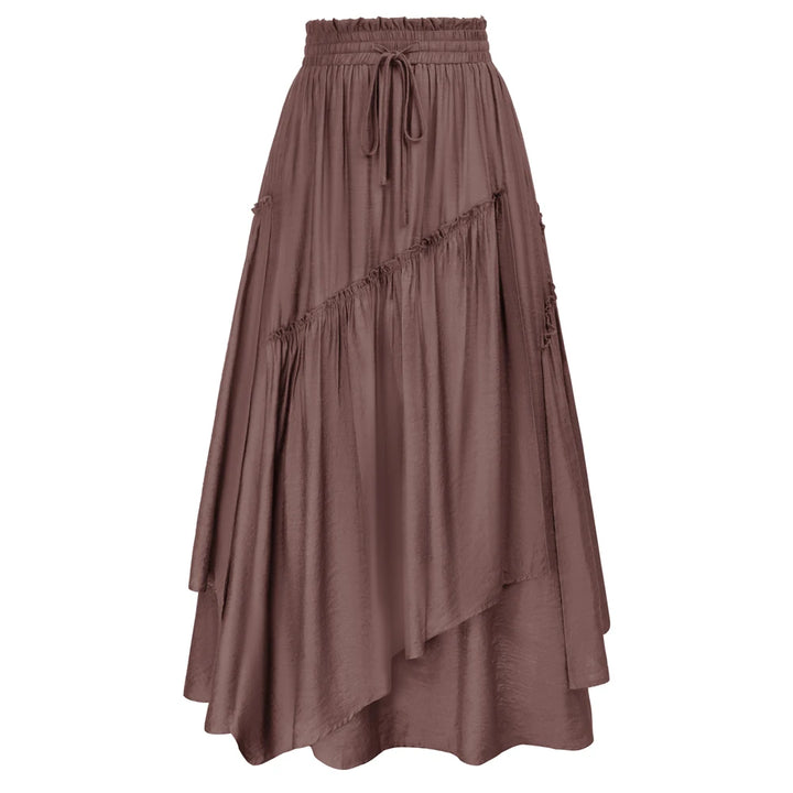 SD Women Renaissance Overlay Decorated Skirt Drawstring Waist Swing Skirt With Open Side Seam Pockets