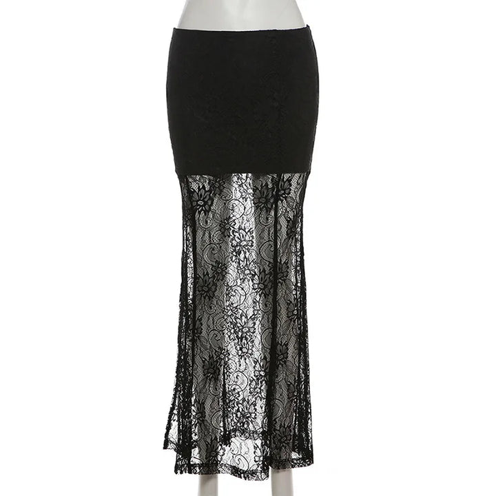 Lace Panel Maxi Skirt