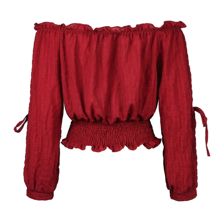 Womens Medieval Blouse Vintage Off Shoulder Shirts Half Sleeve Shirt Medieval Boho Blouses Pirate Crop Top Carnival Party Outfit