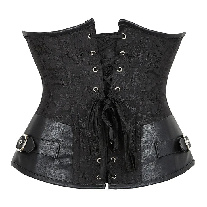 Corset Underbust Top Leather Lingerie Sexy Plus Size Gothic Punk Costume Pirate Basques Halloween Renaissance black Brown