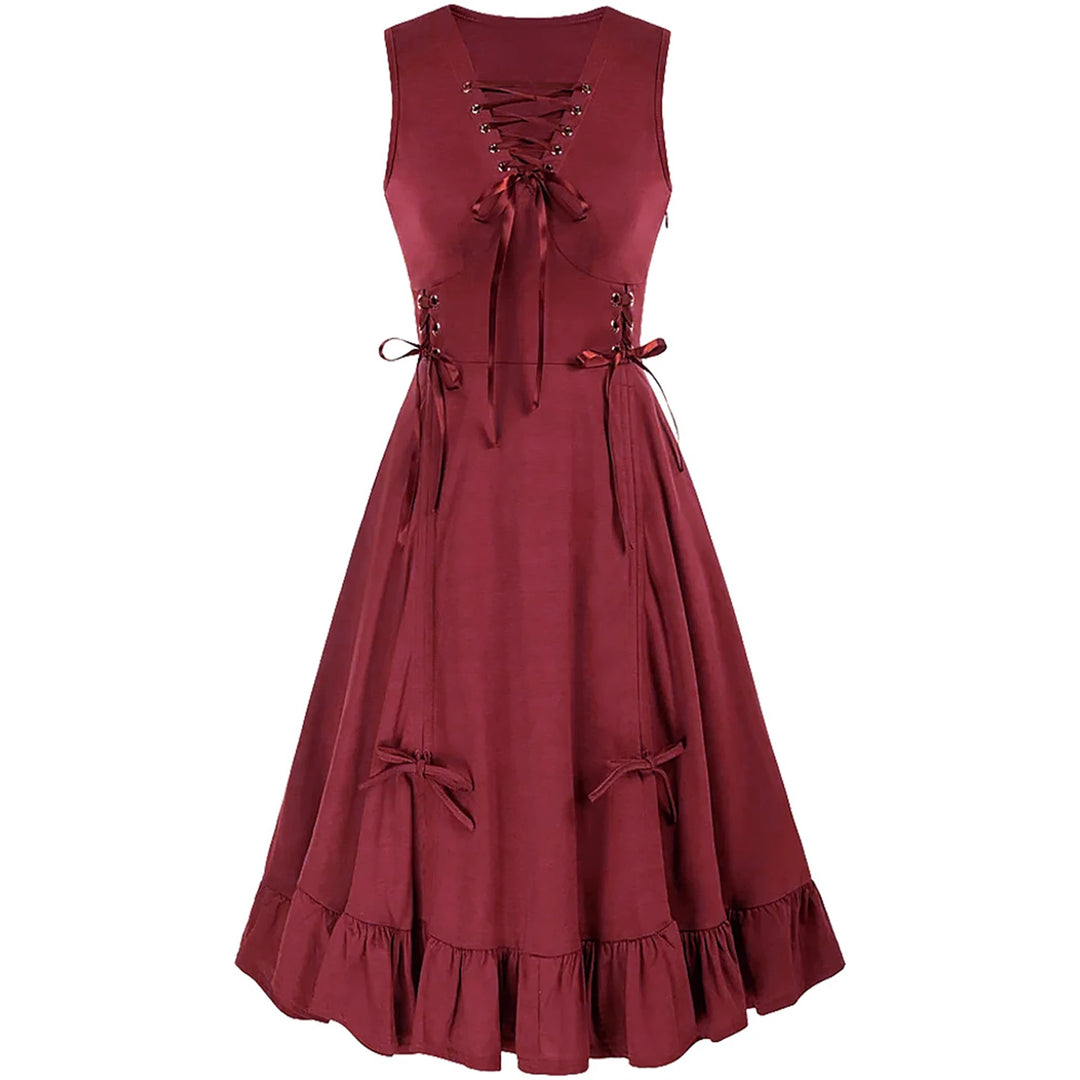 Womens Renaissance Steampunk Dress Lace Up High Low Dress Pirate Costume for Halloween Party