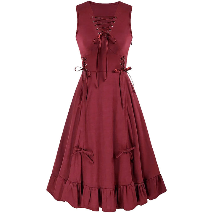 Womens Renaissance Steampunk Dress Lace Up High Low Dress Pirate Costume for Halloween Party