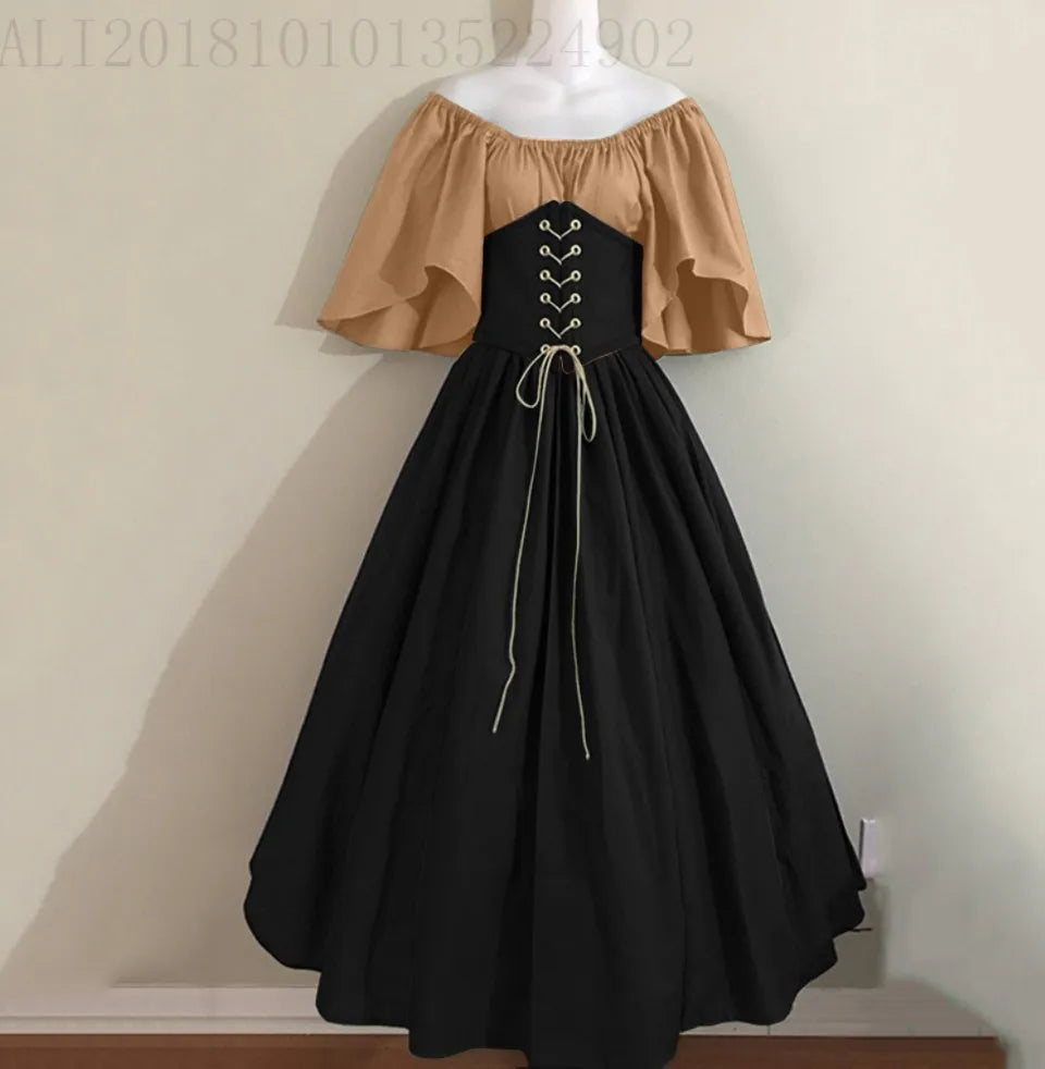 Chemise Corset Dress Renaissance Costume Fairy Elf Costume Halloween Women Medieval Gown Robe Puff Sleeves Elven For Adult 5XL
