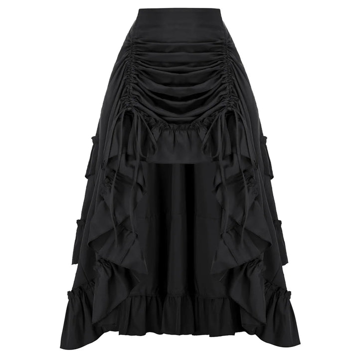 Women Skirts Vintage Renaissance Length Adjustable Skirt Elastic-Waist Ruffled Maxi Skirt Steampunk Gothic Halloween Costume