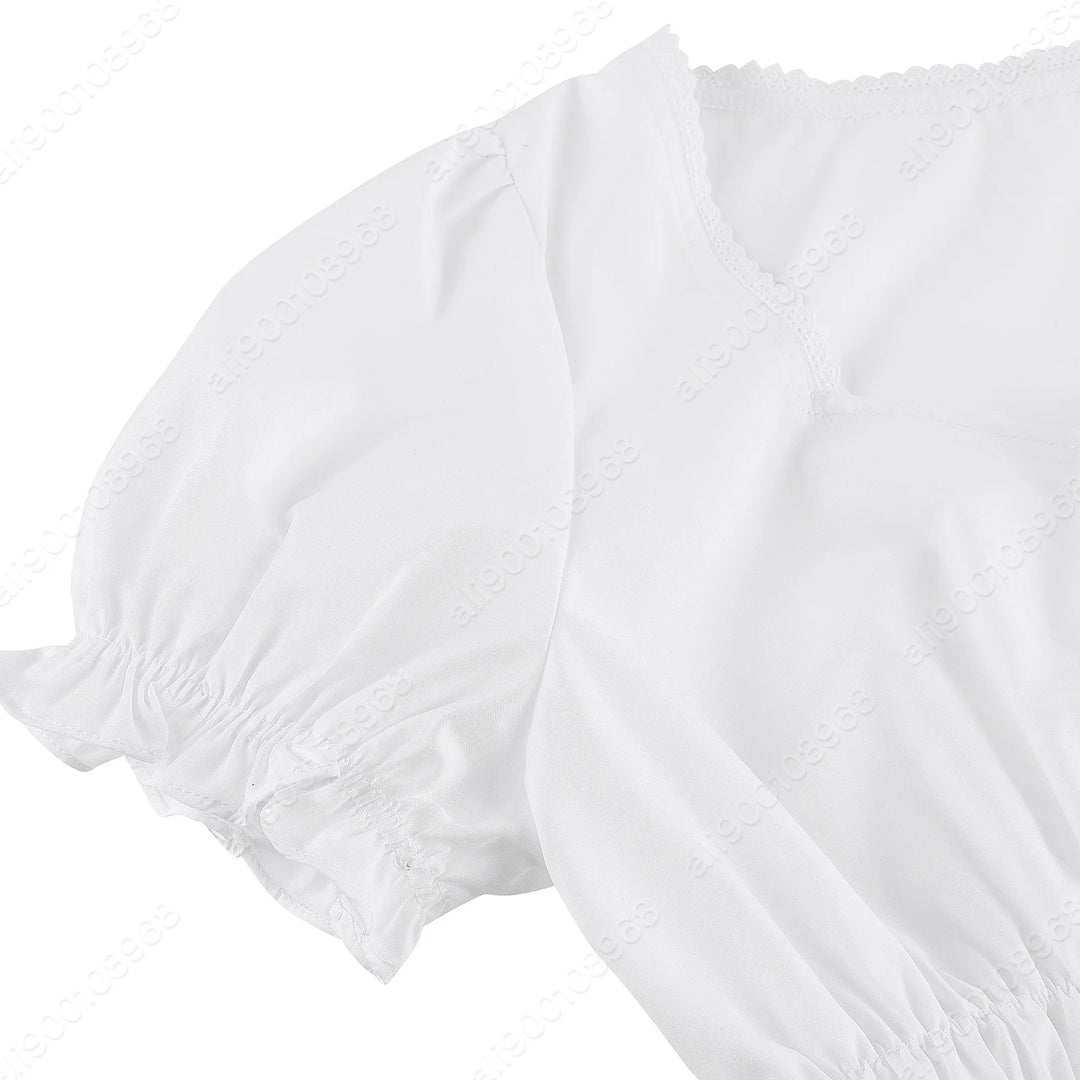 Women Medieval Blouse White Off The Shoulder Tops Pirate Shirt Renaissance Blouse Short Sleeve Shirts