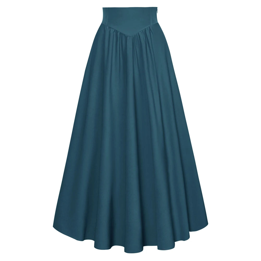 SD Women Renaissance Maxi Skirt Elastic High Waist Swing Skirt With Pockets