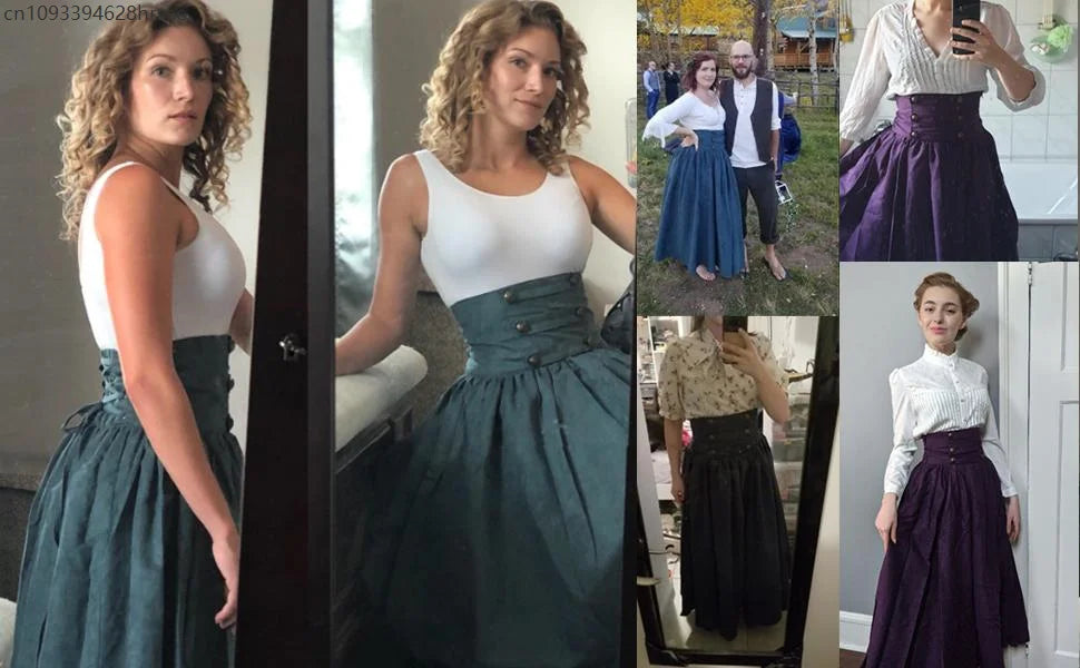 Women Renaissance Skirt Steampunk Vintage Lolita Gothic Victorian Empire High Waist Walking Skirts