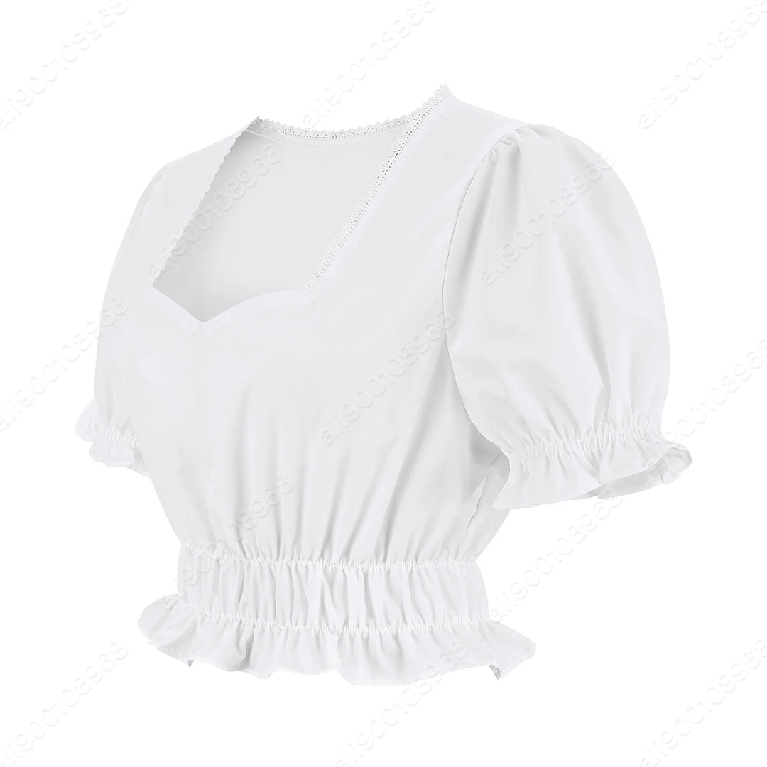 Women Medieval Blouse White Off The Shoulder Tops Pirate Shirt Renaissance Blouse Short Sleeve Shirts
