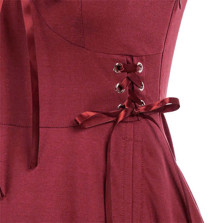 Womens Renaissance Steampunk Dress Lace Up High Low Dress Pirate Costume for Halloween Party