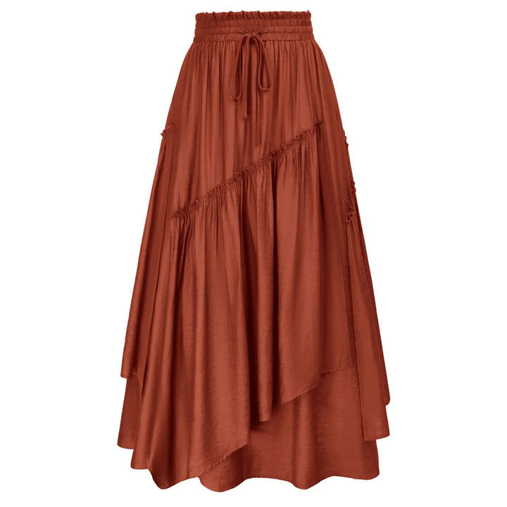 SD Women Renaissance Overlay Decorated Skirt Drawstring Waist Swing Skirt With Open Side Seam Pockets