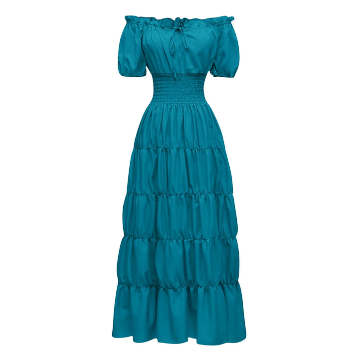Halloween Woman Medieval Princess Flare Sleeve Dress Polyester Oversized Skinny Female Retro Palace Renaissance Gothic Ball Gown