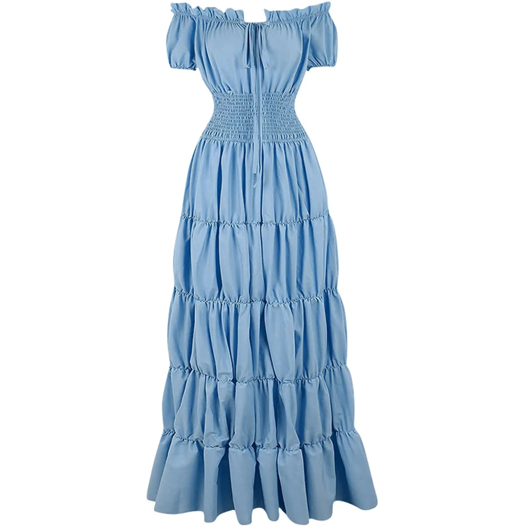 Halloween Woman Medieval Princess Flare Sleeve Dress Polyester Oversized Skinny Female Retro Palace Renaissance Gothic Ball Gown