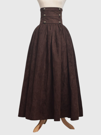 High Waist Faux Suede Maxi Skirt