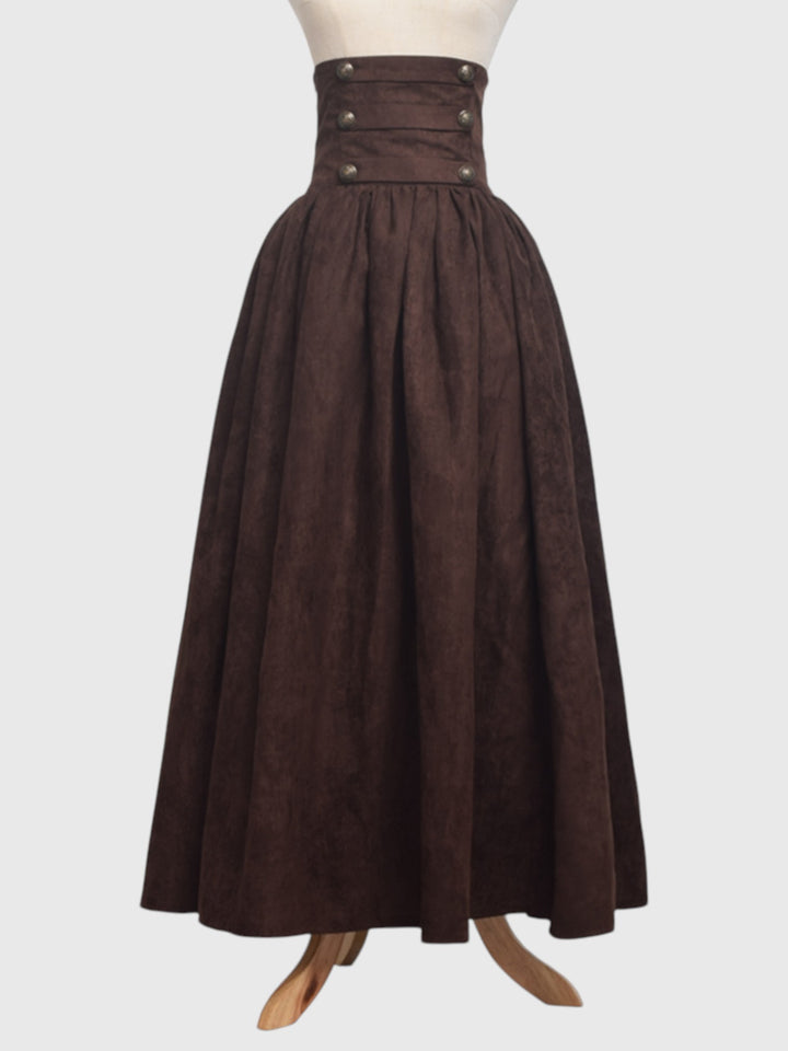 High Waist Faux Suede Maxi Skirt