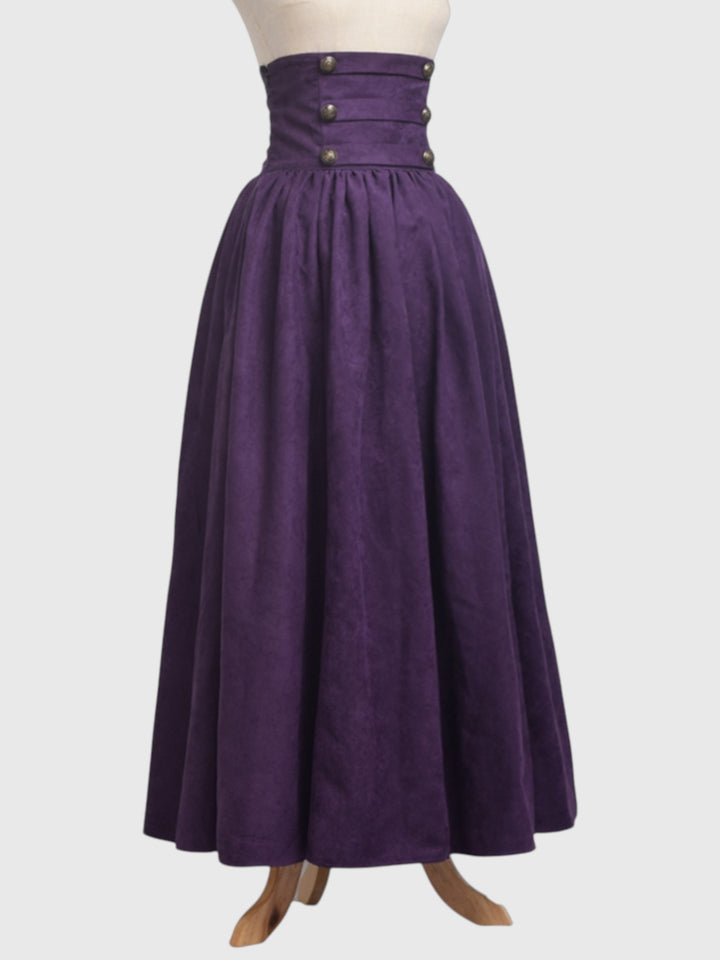 High Waist Faux Suede Maxi Skirt