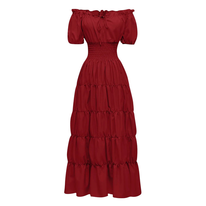 Halloween Woman Medieval Princess Flare Sleeve Dress Polyester Oversized Skinny Female Retro Palace Renaissance Gothic Ball Gown