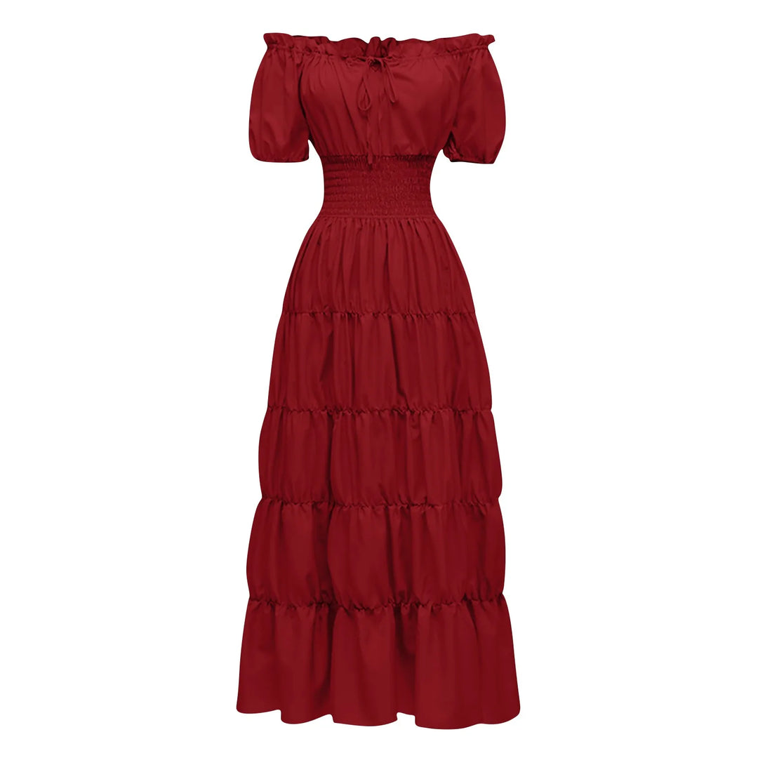 Halloween Woman Medieval Princess Flare Sleeve Dress Polyester Oversized Skinny Female Retro Palace Renaissance Gothic Ball Gown