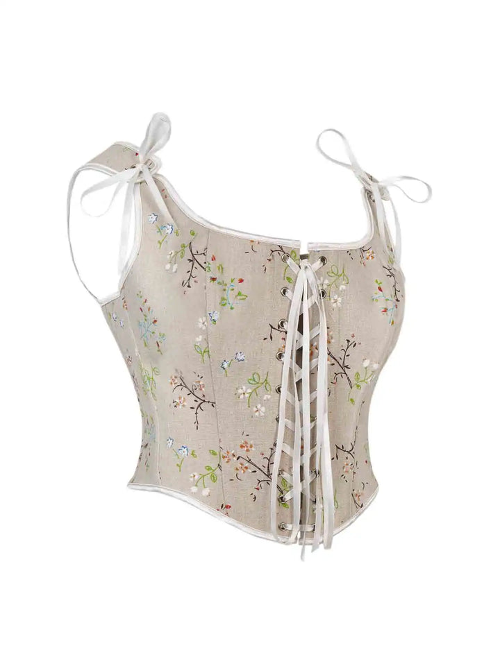 New French oil painting retro shoulder strap vest corset waist abdomen chest support palace corset