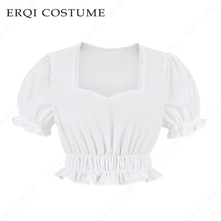 Women Medieval Blouse White Off The Shoulder Tops Pirate Shirt Renaissance Blouse Short Sleeve Shirts