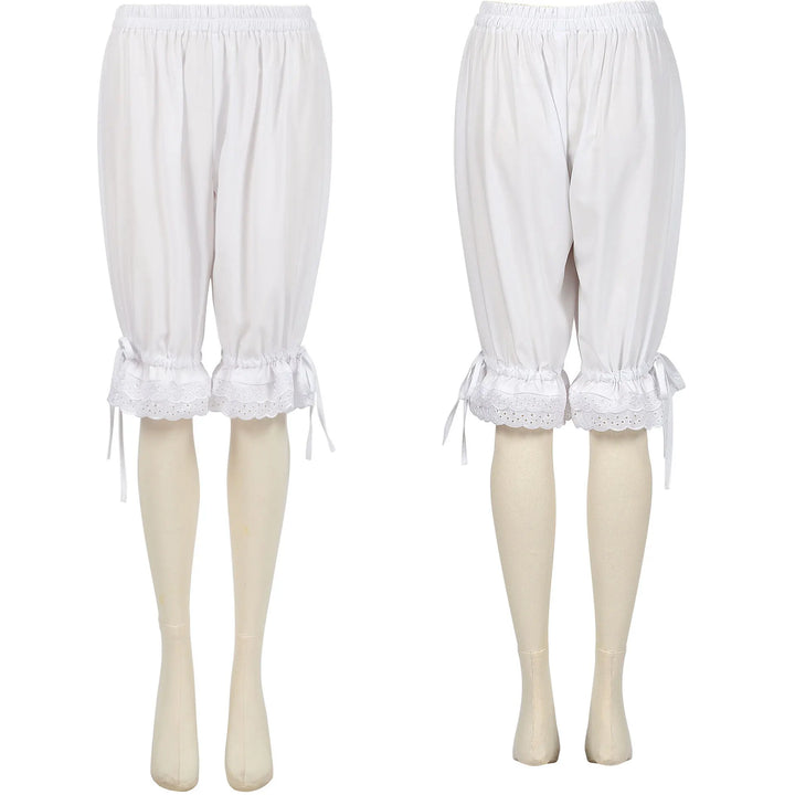 Women Lolita Medieval Renaissance Vintage Bloomers Ruffles Lace Hem Bow Lantern Pumpkin Shorts Elastic Bubble Safety Under Pants