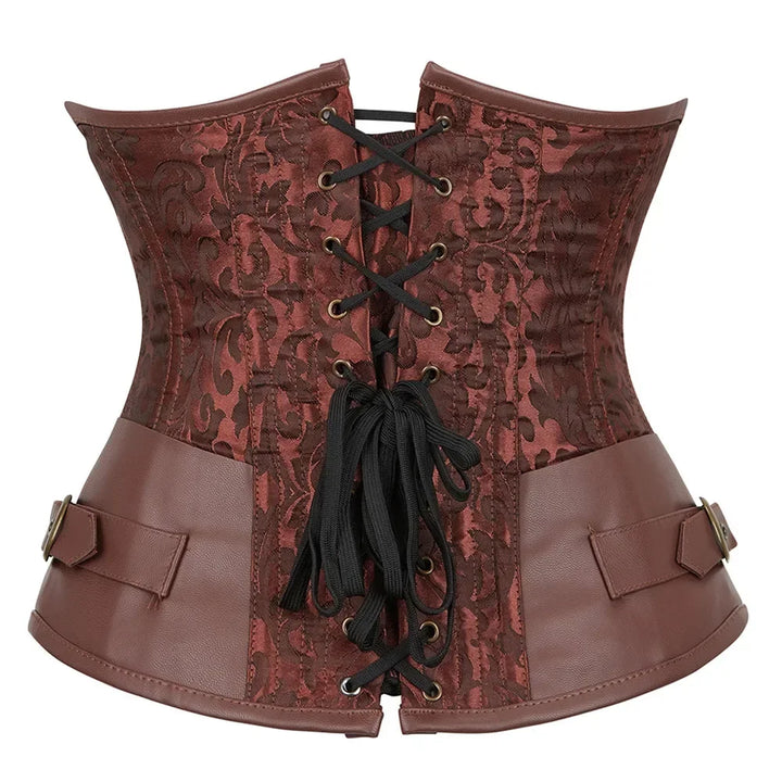 Corset Underbust Top Leather Lingerie Sexy Plus Size Gothic Punk Costume Pirate Basques Halloween Renaissance black Brown