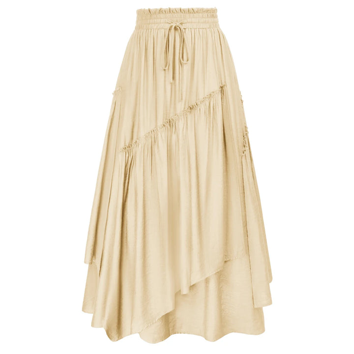 SD Women Renaissance Overlay Decorated Skirt Drawstring Waist Swing Skirt With Open Side Seam Pockets