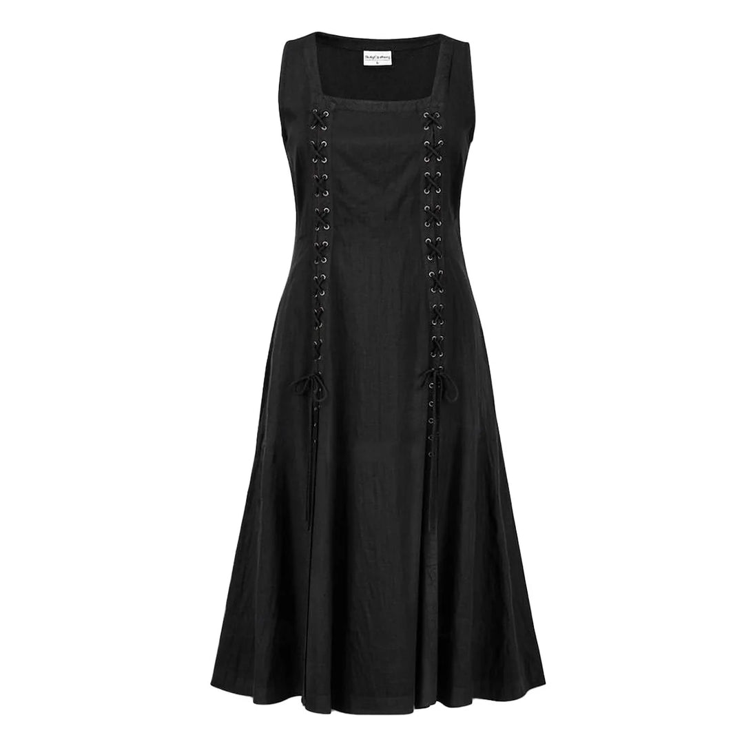 Medieval Viking Apron Overdress With Laced Classic Sleeveless Celtic Split Dresses Victorian Pirate Cosplay Renaissance Skirt