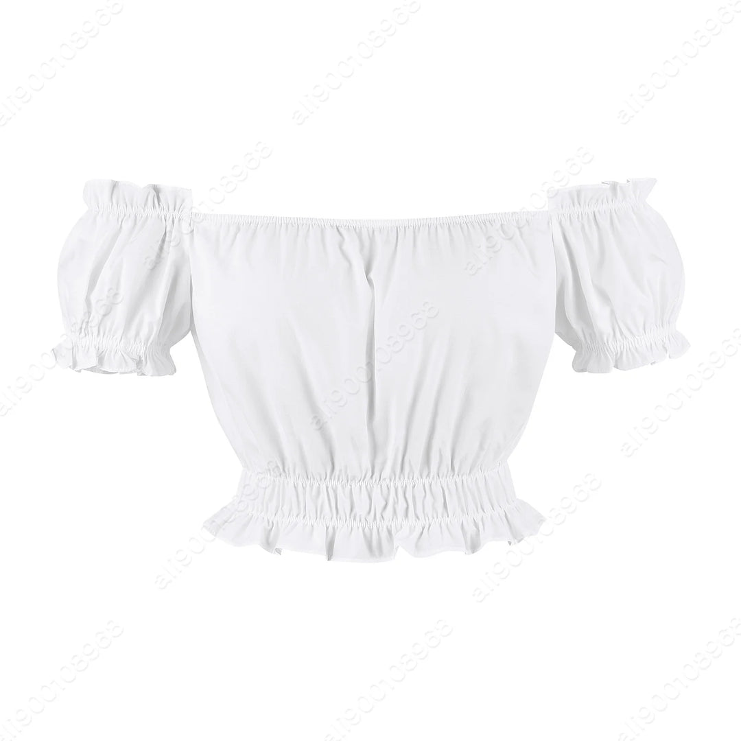 Women Medieval Blouse White Off The Shoulder Tops Pirate Shirt Renaissance Blouse Short Sleeve Shirts