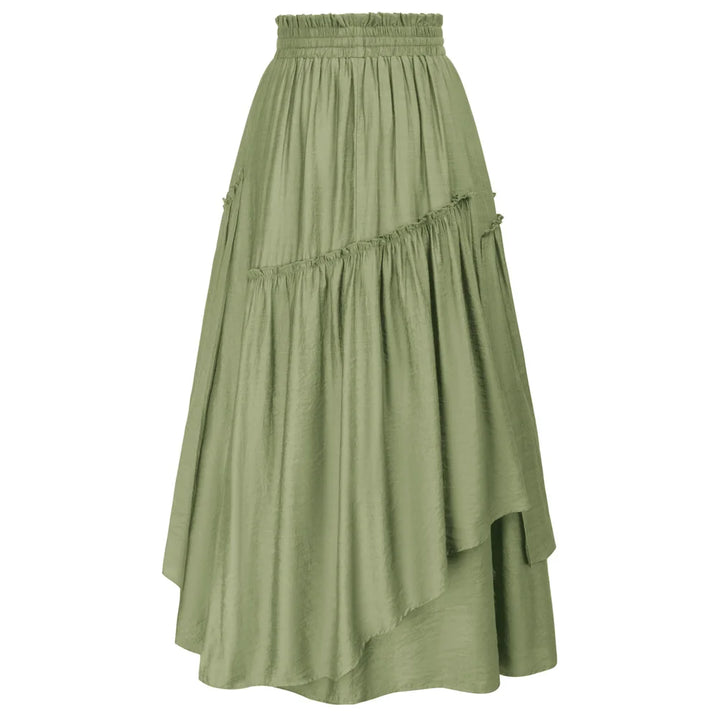 SD Women Renaissance Overlay Decorated Skirt Drawstring Waist Swing Skirt With Open Side Seam Pockets