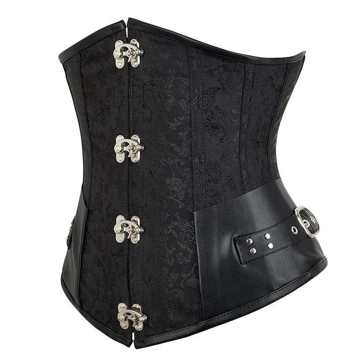 Corset Underbust Top Leather Lingerie Sexy Plus Size Gothic Punk Costume Pirate Basques Halloween Renaissance black Brown