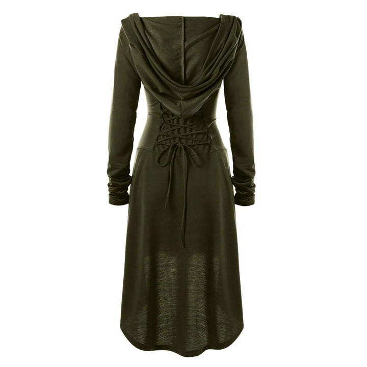 Medieval Women Archer Costume Long Sleeve Hooded Pixie Cosplay Dress Renaissance Femal Hunter Larp Robe Bandage Plus size s-4XL
