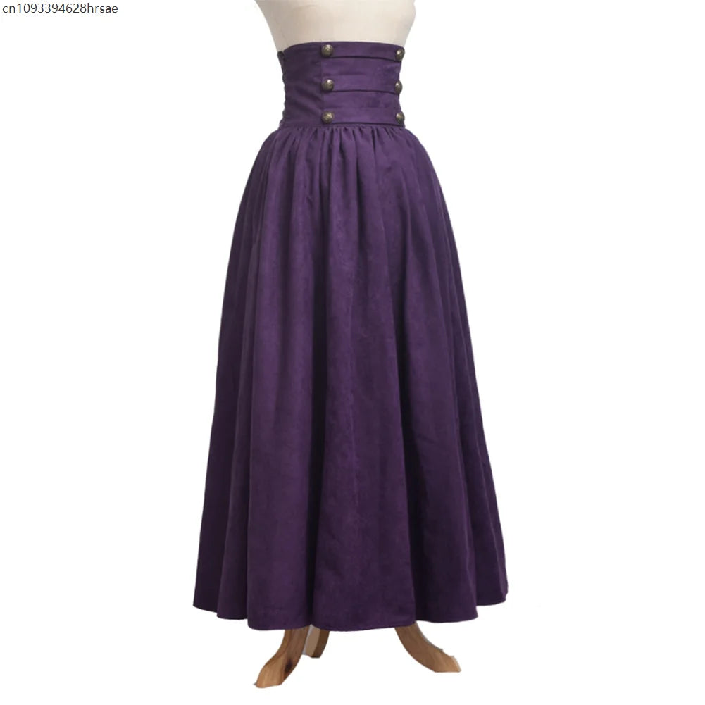 Women Renaissance Skirt Steampunk Vintage Lolita Gothic Victorian Empire High Waist Walking Skirts