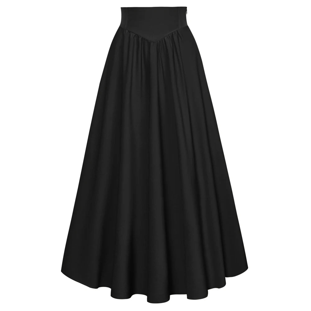 SD Women Renaissance Maxi Skirt Elastic High Waist Swing Skirt With Pockets