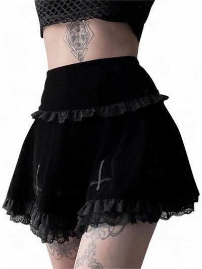 Velvet & Lace Gothic Mini Skirt