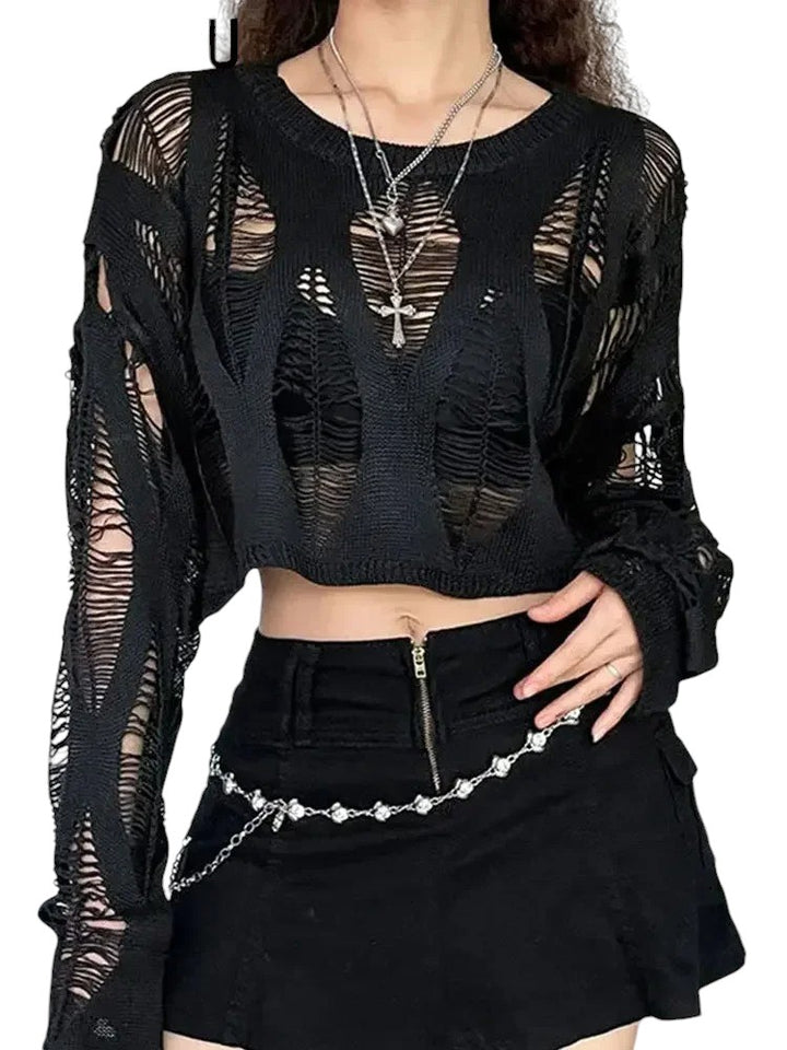Goth Lace Knit Crop Top