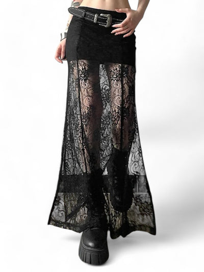 Lace Panel Maxi Skirt