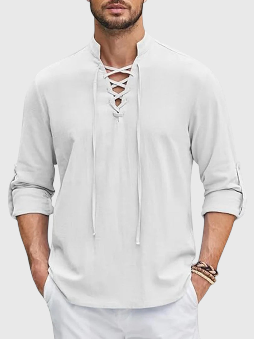 Windmere Lace-Front Cotton–Linen Tunic