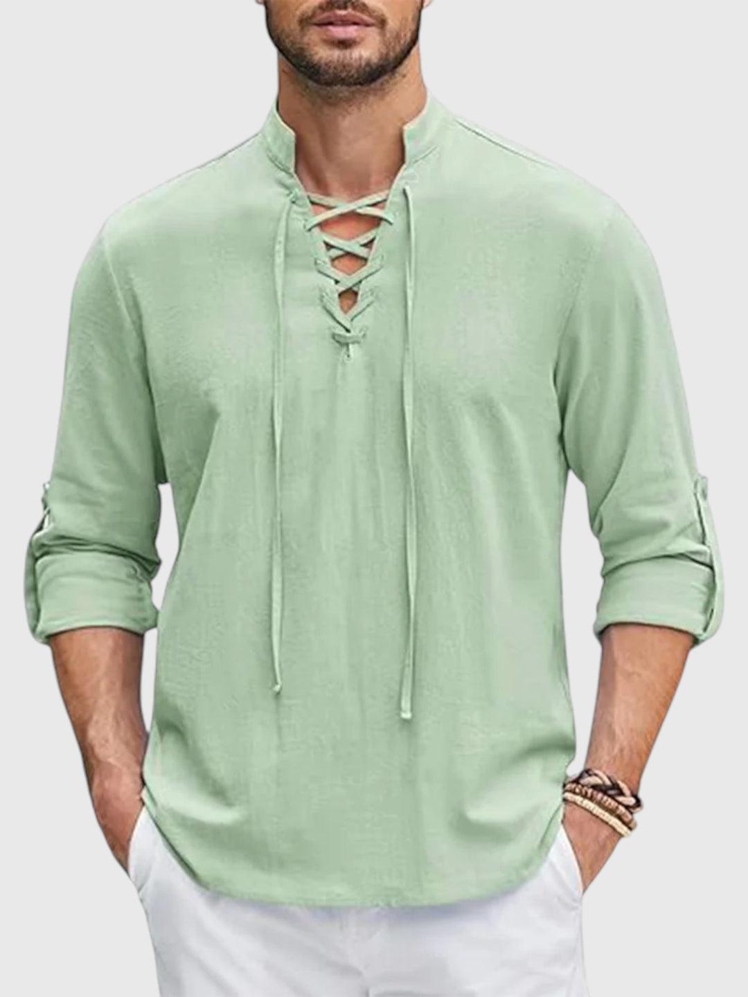 Windmere Lace-Front Cotton–Linen Tunic