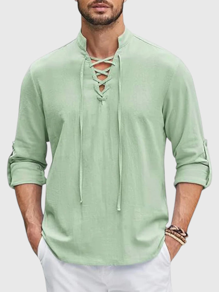 Windmere Lace-Front Cotton–Linen Tunic