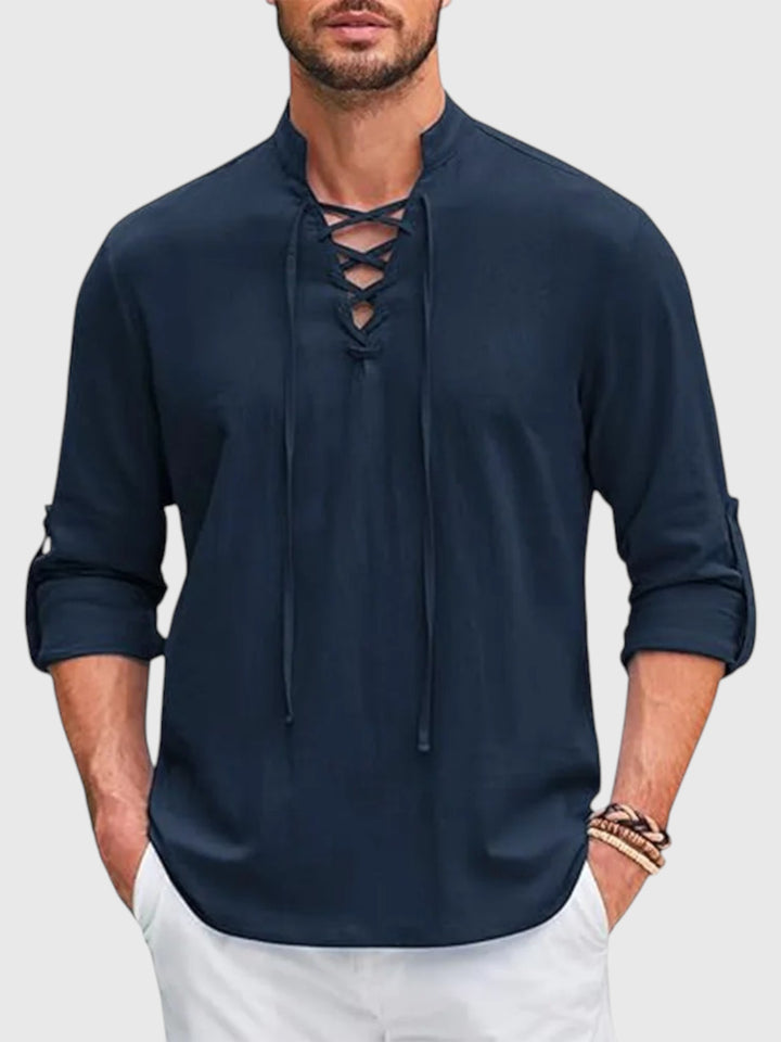 Windmere Lace-Front Cotton–Linen Tunic