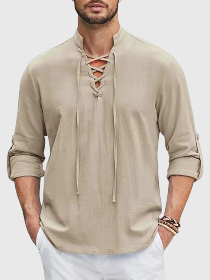 Windmere Lace-Front Cotton–Linen Tunic