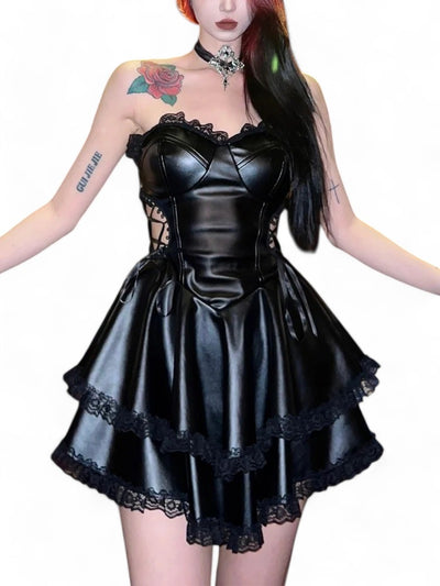 Leather Black Swan Dress