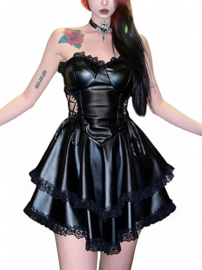 Leather Black Swan Dress