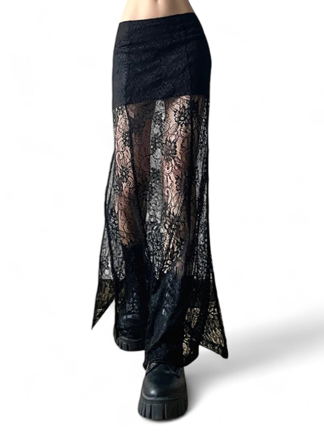 Lace Panel Maxi Skirt